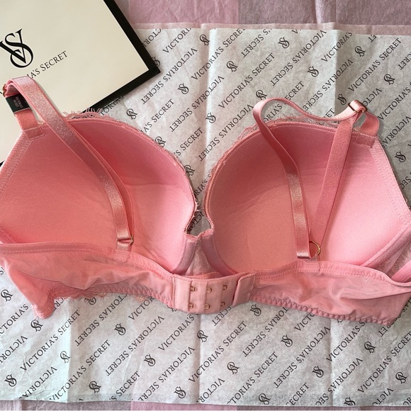 Victoria’s Secret Dream Angels Lined Demi Bra Peach Pink Gold Lace Size 36D - Picture 2 of 11